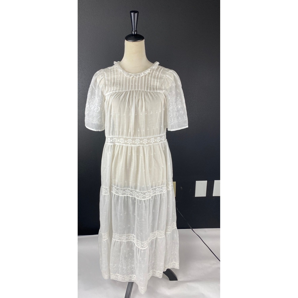 Christy Dawn Caroline Maxi Dress XS White Eyelet Lace